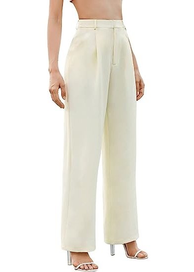 Women's Elegant High Waist Solid Long Pants Office Trousers