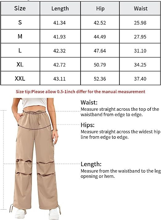 Women's Loose Cargo Pants High Waist Casual Wide Leg Drawstring Trousers