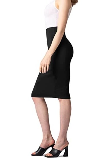 Women's High Quality Nylon Cloth Stretch Office Pencil Skirt High Waist
