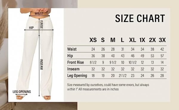 Women's Casual Linen Pants - 32" Inseam Oceanside Drawstring Smocked Waist Lounge